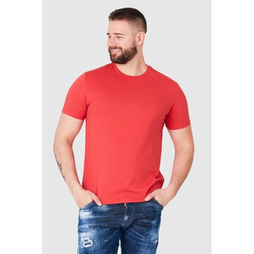 GUESS Czerwony t-shirt męski z aplikacją z logo, Rozmiar L ze sklepu outfit.pl w kategorii T-shirty męskie - zdjęcie 165014072