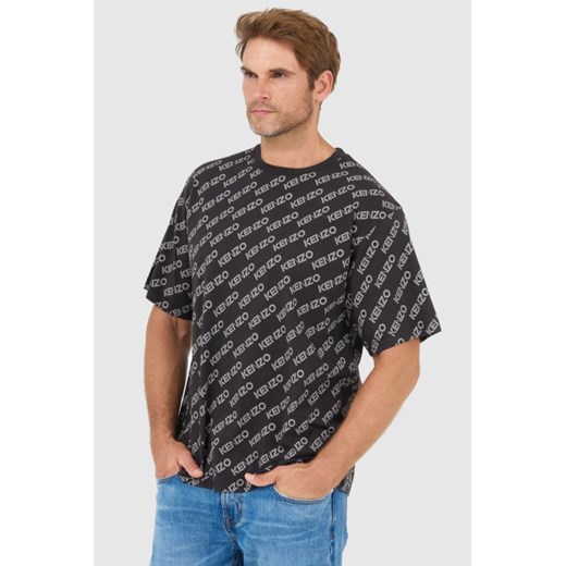 KENZO Czarny t-shirt męski monogram oversize, Wybierz rozmiar L ze sklepu outfit.pl w kategorii T-shirty męskie - zdjęcie 165014183