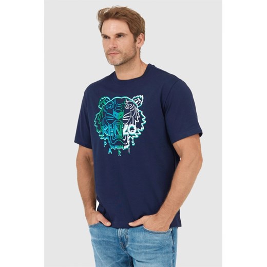 KENZO Granatowy t-shirt męski z wyszywanym logo, Wybierz rozmiar S ze sklepu outfit.pl w kategorii T-shirty męskie - zdjęcie 165014191