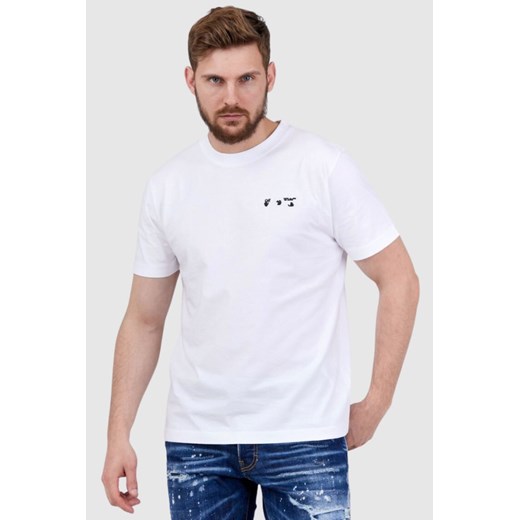 OFF-WHITE Biały t-shirt męski z wytłaczanym logo, Wybierz rozmiar S ze sklepu outfit.pl w kategorii T-shirty męskie - zdjęcie 165014223
