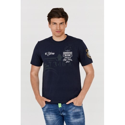 AERONAUTICA MILITARE Granatowy t-shirt męski, Wybierz rozmiar XXL ze sklepu outfit.pl w kategorii T-shirty męskie - zdjęcie 165014593