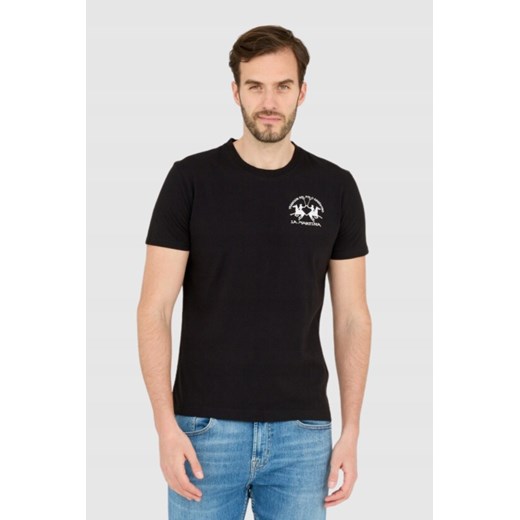LA MARTINA Czarny męski t-shirt Regular Fit, Wybierz rozmiar XL ze sklepu outfit.pl w kategorii T-shirty męskie - zdjęcie 165014612