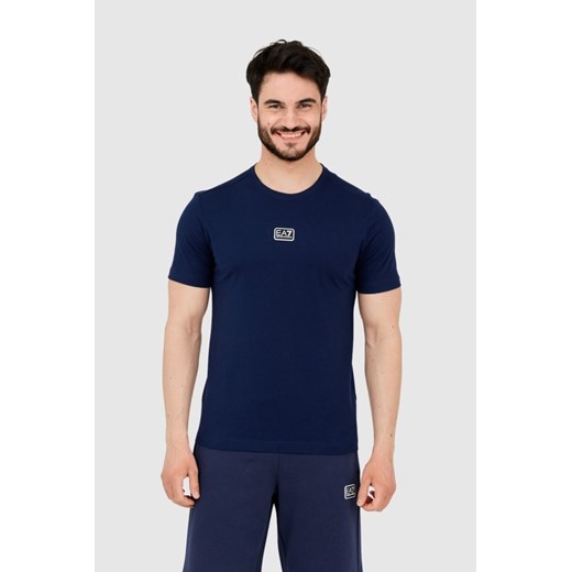 EA7 Granatowy t-shirt męski z naszywką z logo, Rozmiar S ze sklepu outfit.pl w kategorii T-shirty męskie - zdjęcie 165014643