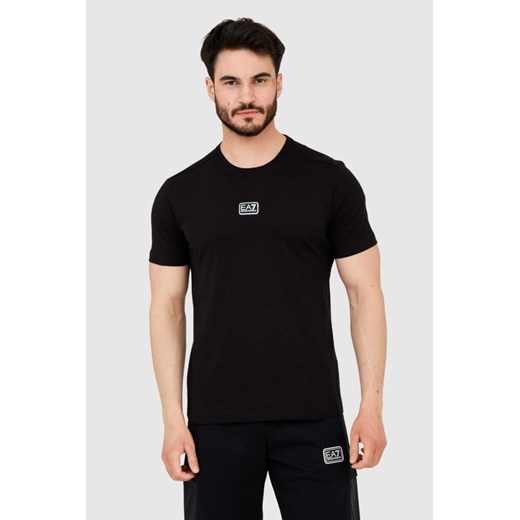 EA7 Czarny t-shirt męski z naszywką z logo, Wybierz rozmiar XXL ze sklepu outfit.pl w kategorii T-shirty męskie - zdjęcie 165014660