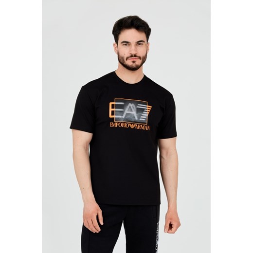 EA7 Czarny t-shirt z holograficznym logo, Rozmiar S ze sklepu outfit.pl w kategorii T-shirty męskie - zdjęcie 165014720