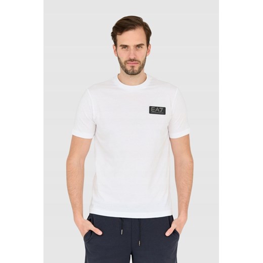 EA7 Biały męski t-shirt z naszywką z logo, Rozmiar XXL ze sklepu outfit.pl w kategorii T-shirty męskie - zdjęcie 165014820