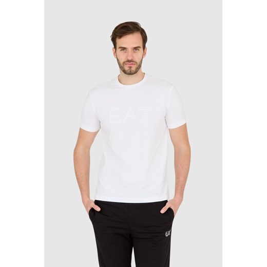 EA7 Biały męski t-shirt z dużym białym logo, Rozmiar XXL ze sklepu outfit.pl w kategorii T-shirty męskie - zdjęcie 165014834