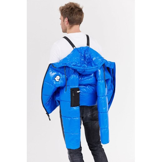 INVICTA Niebieska błyszcząca kurtka puchowa z logo, Rozmiar XXL Invicta XXL okazyjna cena outfit.pl