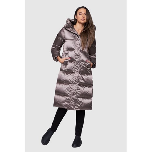 HETREGO Płaszcz puchowy Karen z kapturem w kolorze taupe, Rozmiar 40 EU - 44 IT ze sklepu outfit.pl w kategorii Płaszcze damskie - zdjęcie 165015601