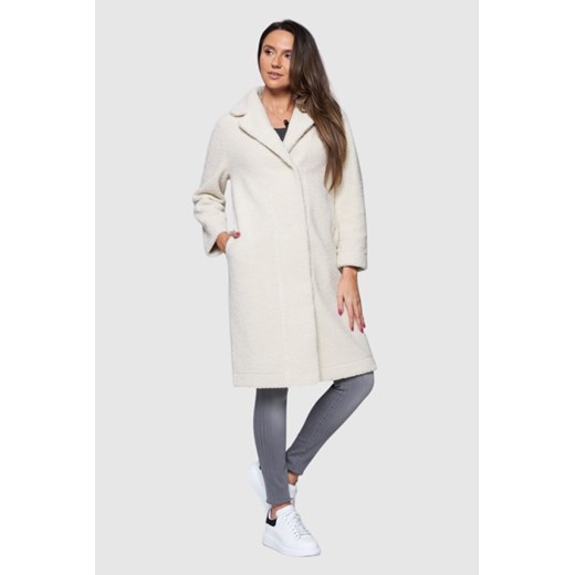 HETREGO Dwustronny płaszcz damski ecru Shannon, Rozmiar 40 EU - 44 IT ze sklepu outfit.pl w kategorii Płaszcze damskie - zdjęcie 165015660