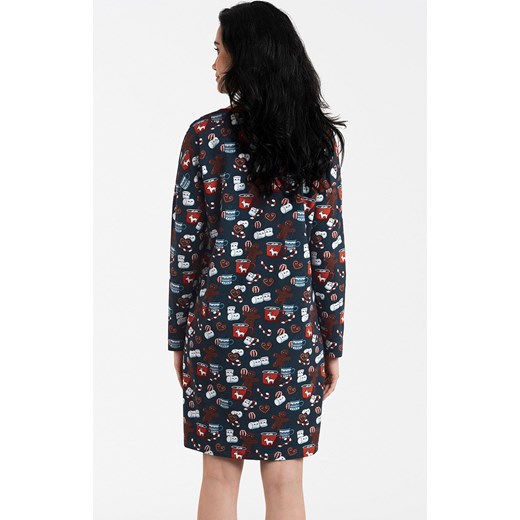Koszula nocna damska świąteczna Makala, Kolor granatowy-wzór, Rozmiar S, Italian Fashion ze sklepu Intymna w kategorii Koszule nocne - zdjęcie 165018512