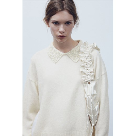 H & M - Sweter z koralikami - Biały H & M S H&M