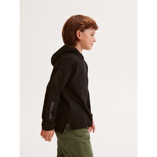 Reserved - Longsleeve oversize z kapturem - czarny ze sklepu Reserved w kategorii Bluzy chłopięce - zdjęcie 165033062