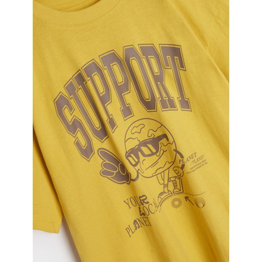 T-shirt chłopięce żółty Sinsay bawełniany z krótkim rękawem 