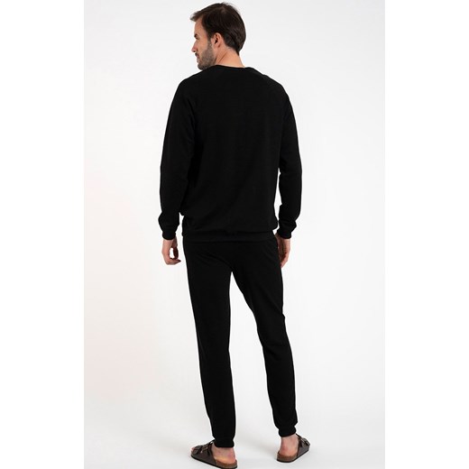 Bawełniany komplet dresowy męski czarny Hektor, Kolor czarny, Rozmiar S, Italian Fashion ze sklepu Intymna w kategorii Piżamy męskie - zdjęcie 165041813