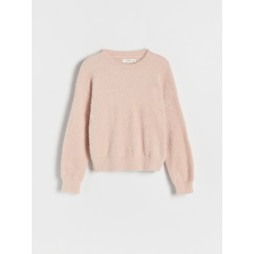 Reserved - Sweter z dzianiny z długim włosem - brudny róż ze sklepu Reserved w kategorii Swetry dziewczęce - zdjęcie 165043931