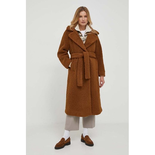 Sisley płaszcz damski kolor brązowy przejściowy oversize ze sklepu ANSWEAR.com w kategorii Płaszcze damskie - zdjęcie 165044064