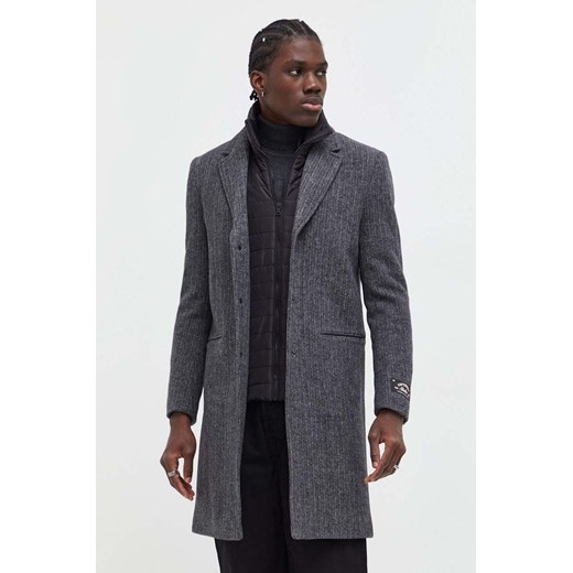 Superdry płaszcz wełniany kolor szary przejściowy Superdry XL ANSWEAR.com