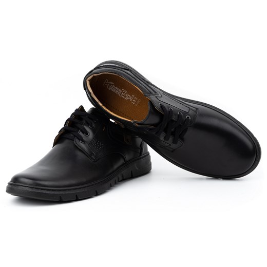 Buty męskie skórzane tęgie casual  57KAM czarne ze sklepu butyolivier w kategorii Półbuty męskie - zdjęcie 165093171