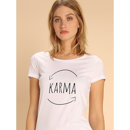 WOOOP Koszulka "Karma" w kolorze białym Wooop S Limango Polska wyprzedaż