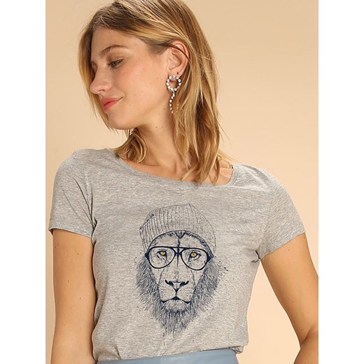 WOOOP Koszulka &quot;Cool Lion&quot; w kolorze szarym ze sklepu Limango Polska w kategorii Bluzki damskie - zdjęcie 165097252