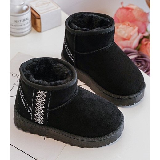 Buty zimowe dziecięce czarne bez zapięcia