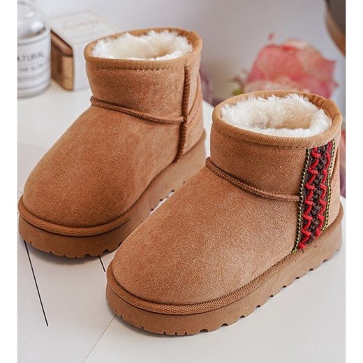 Buty zimowe dziecięce brązowe bez zapięcia śniegowce