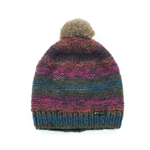 Polska czapka Happy pompom [HANDMADE] ze sklepu JK-Collection w kategorii Czapki zimowe damskie - zdjęcie 165101923