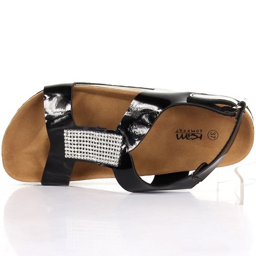K&M JK366 czarne sandały damskie komfortowe butyraj-pl brazowy sandały