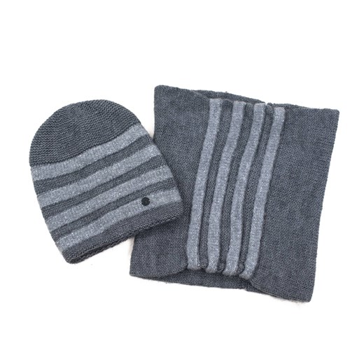 Komplet Minimalistic stripes ze sklepu JK-Collection w kategorii Komplety czapka i szalik damskie - zdjęcie 165103504