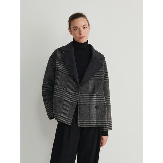 Reserved - Krótki płaszcz double face z wełną - wielobarwny Reserved L Reserved