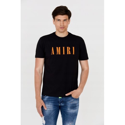 AMIRI T-shirt męski czarny z pomarańczowym logo, Wybierz rozmiar S ze sklepu outfit.pl w kategorii T-shirty męskie - zdjęcie 165140534