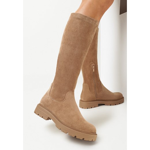 Brązowe Kozaki przed Kolano na Grubej Podeszwie Peodia 39 okazyjna cena born2be.pl