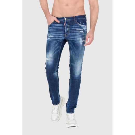 DSQUARED2 Granatowe jeansy z przetarciami, Wybierz rozmiar 48 ze sklepu outfit.pl w kategorii Jeansy męskie - zdjęcie 165142953