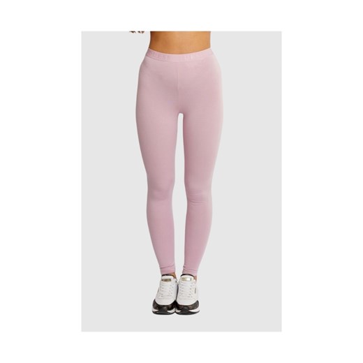 GUESS Jasnoróżowe legginsy damskie z marszczeniem, Rozmiar M ze sklepu outfit.pl w kategorii Spodnie damskie - zdjęcie 165152103