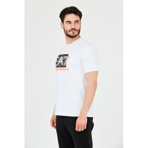 EA7 Biały t-shirt z holograficznym logo, Rozmiar XXL S okazja outfit.pl