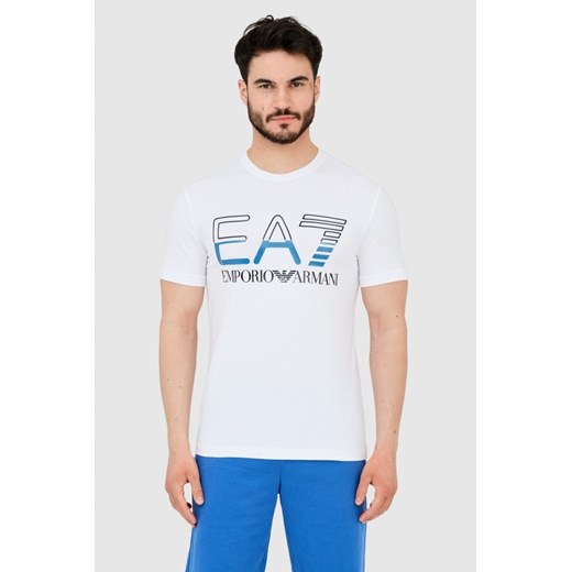 EA7 T-shirt męski biały z dużym czarnym logo, Wybierz rozmiar XXL ze sklepu outfit.pl w kategorii T-shirty męskie - zdjęcie 165152214