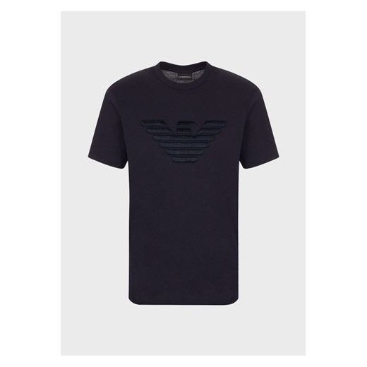 EMPORIO ARMANI T-shirt granatowy wyszywane logo, Rozmiar S ze sklepu outfit.pl w kategorii T-shirty męskie - zdjęcie 165152232