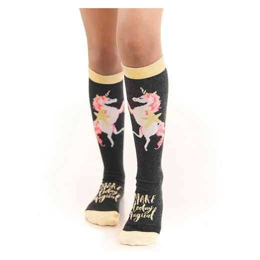 Denokids Podkolanówki &quot;Unicorn&quot; w kolorze antracytowym ze sklepu Limango Polska w kategorii Skarpetki dziecięce - zdjęcie 165154183