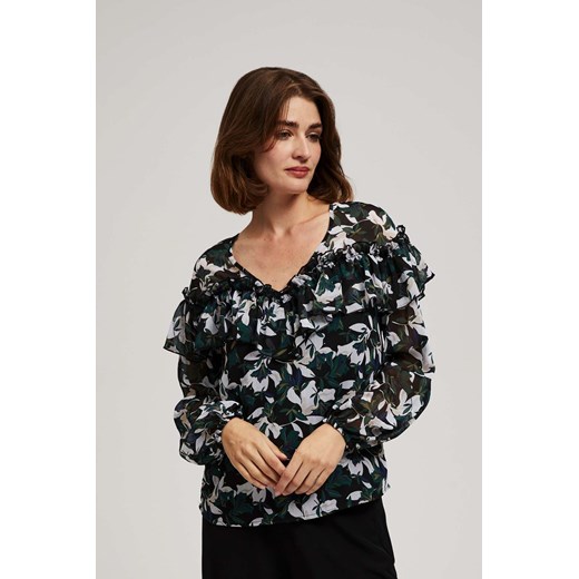 Koszula z falbanami i kwiecistym wzorem ze sklepu Moodo.pl w kategorii Bluzki damskie - zdjęcie 165156113