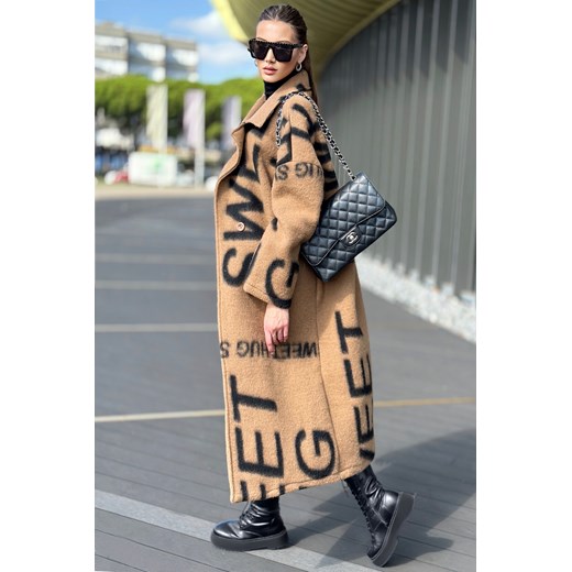 Płaszcz VIONA CAMEL ze sklepu Ivet Shop w kategorii Płaszcze damskie - zdjęcie 165159912