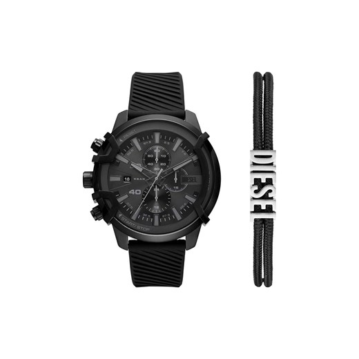 Diesel zegarek i bransoletka kolor czarny ze sklepu ANSWEAR.com w kategorii Zegarki - zdjęcie 165159931