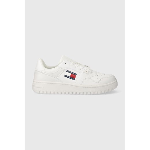 Tommy Jeans sneakersy skórzane TJW RETRO BASKET ESS kolor biały EN0EN02505 ze sklepu ANSWEAR.com w kategorii Buty sportowe damskie - zdjęcie 165161022