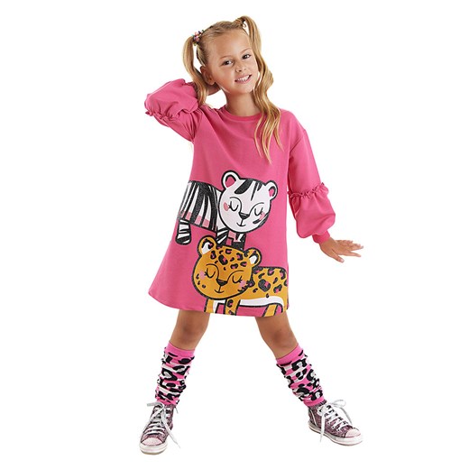 Denokids Sukienka "Leopard Zebra" w kolorze różowym Denokids 116 wyprzedaż Limango Polska