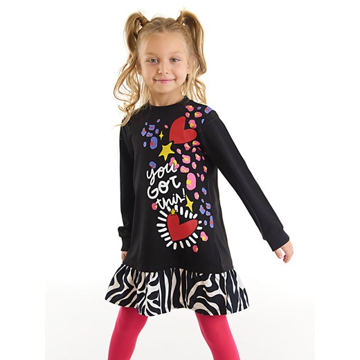 Denokids Sukienka &quot;Heart Stickers&quot; w kolorze czarnym ze wzorem ze sklepu Limango Polska w kategorii Sukienki dziewczęce - zdjęcie 165174711