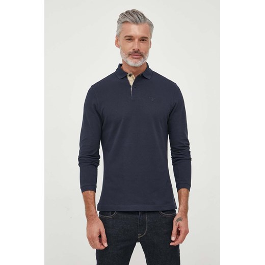 Barbour longsleeve bawełniany kolor granatowy gładki ze sklepu PRM w kategorii T-shirty męskie - zdjęcie 165193170