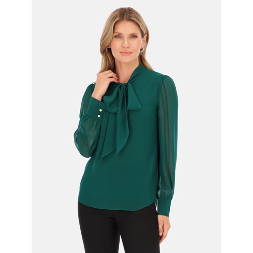 Zielona bluzka damska z szarfą L'AF Pola ze sklepu Eye For Fashion w kategorii Bluzki damskie - zdjęcie 165193944