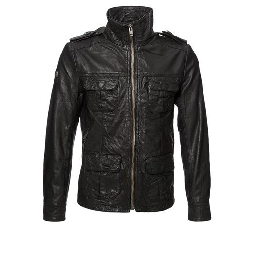 Superdry NEW BRAD HERO Kurtka skórzana black zalando czarny długie