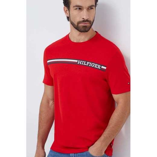 Tommy Hilfiger t-shirt bawełniany męski kolor czerwony z nadrukiem MW0MW33688 ze sklepu ANSWEAR.com w kategorii T-shirty męskie - zdjęcie 165211322