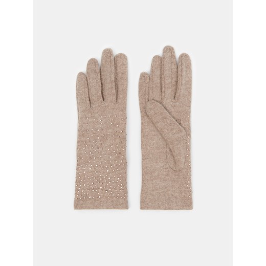 Mohito - Beżowe rękawiczki z wełną - beżowy ze sklepu Mohito w kategorii Rękawiczki damskie - zdjęcie 165218244